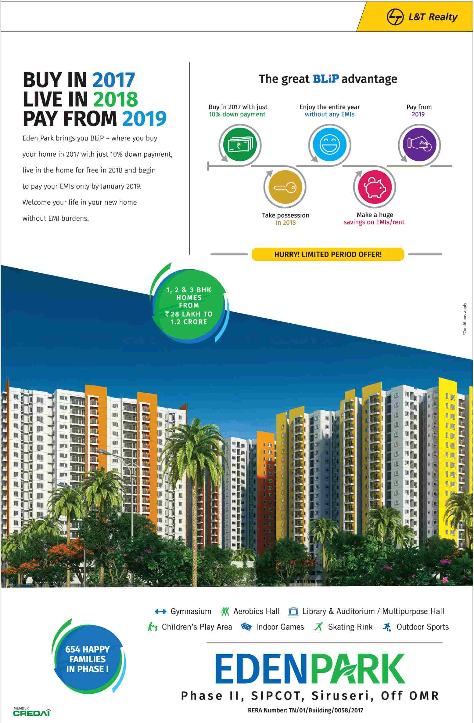 Avail The great BLIP advantage at L And T Eden Park in  Chennai Update